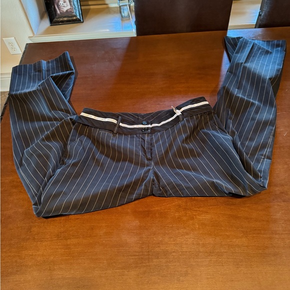 GUC DOLCE & GABBANA PINSTRIPE BUSINESS PANT SUIT BLACK TAN STRIPE SIZE 48 - Picture 2 of 12